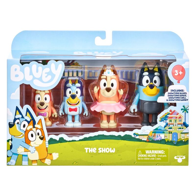 Bluey Showtime Family Mini Figurines 4 Pack True Blue Toys Australia