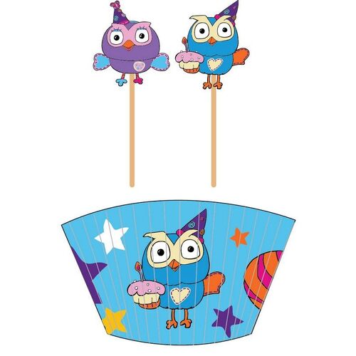 Giggle & Hoot Party Cupcake Cases and Picks 24 Pack