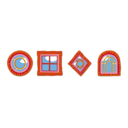 Play School Window Cutouts Decorations 4 Pack