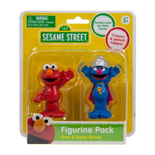 Sesame Street Figures Elmo & Super Grover 2 Pack