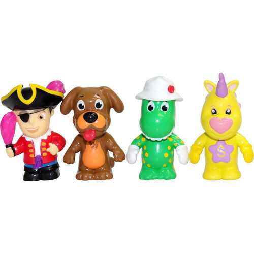 The Wiggles Wiggly Figurines Dorothy Captain Feathersword Wags Shirley 4 Pack
