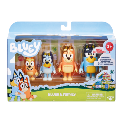 Bluey & Family New Expressions Mini Figurines 4 Pack 7.5cm