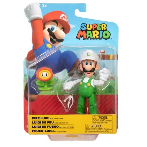Nintendo Super Mario Fire Luigi Poseable Figurine 10cm