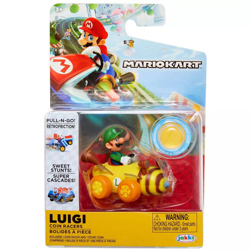Nintendo Mario Kart Luigi Coin Racer Pull Back Car